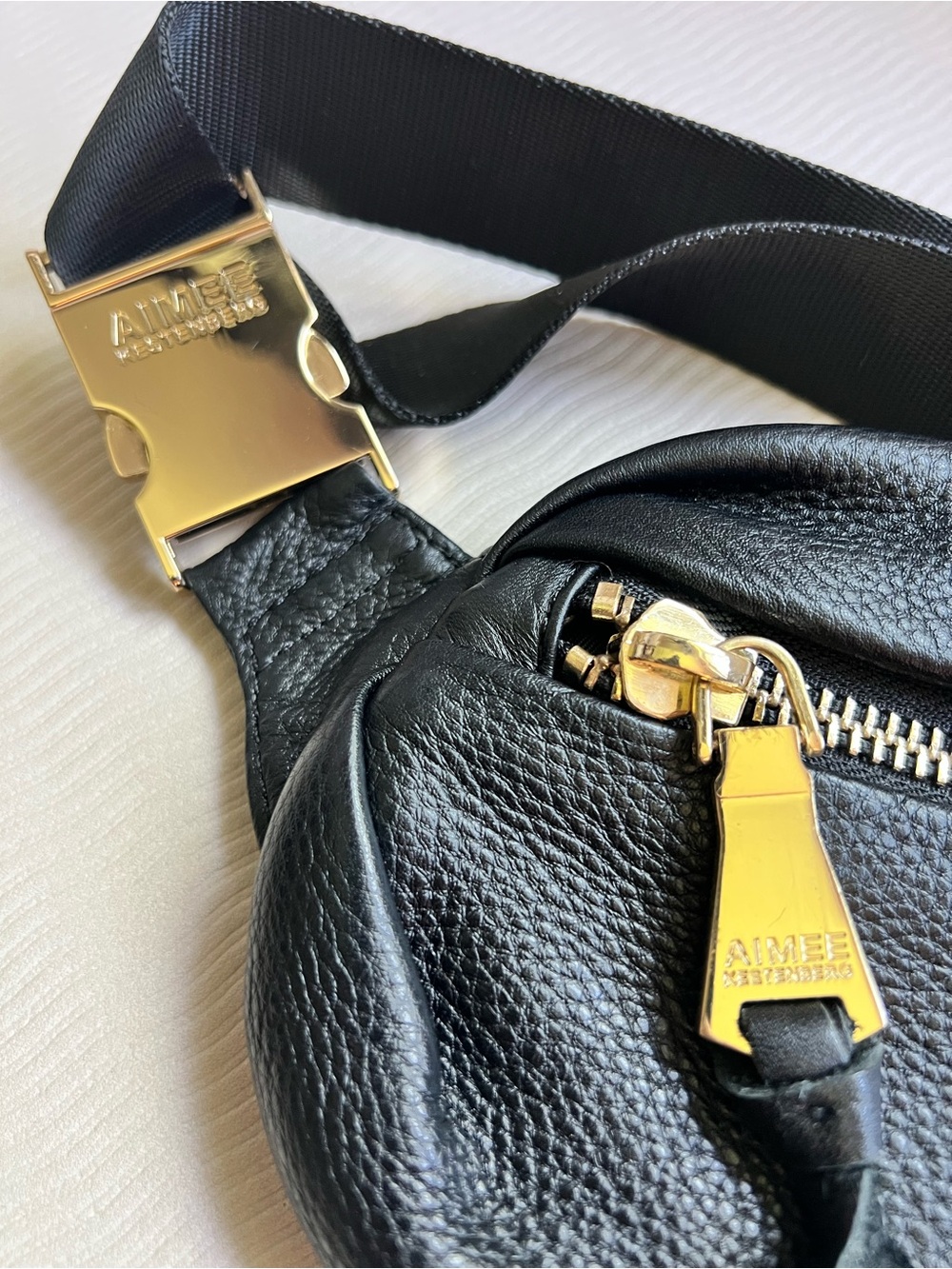 Aimee Kestenberg Milan Bum Bag Black Leather Crossbody Belt Bag NWOT - Picture 7 of 7